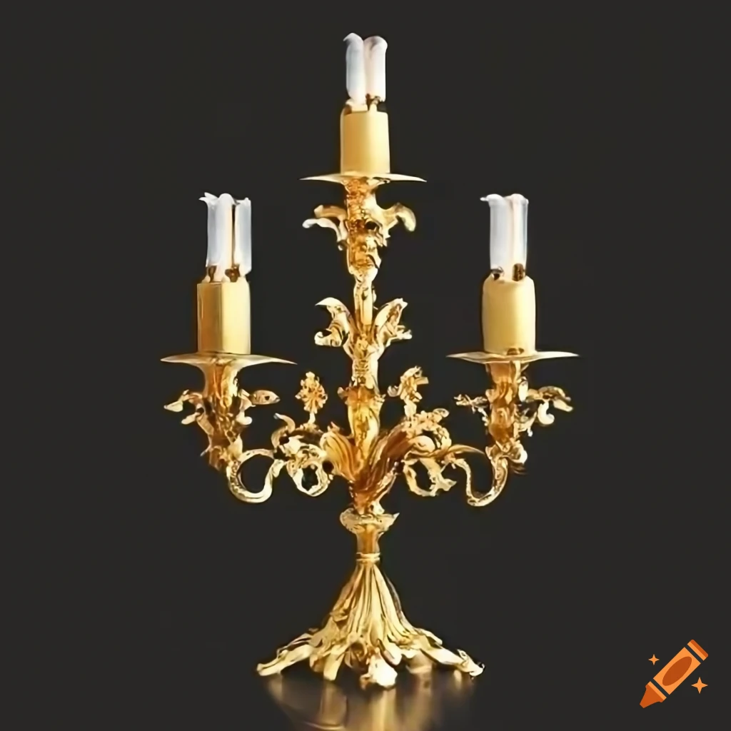 Gold baroque candelabrum on Craiyon