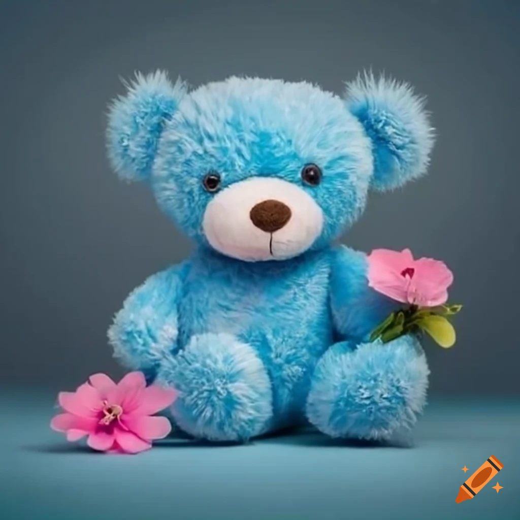 Cute teddy bear with a flower on Craiyon