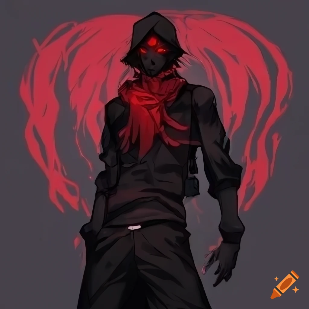 illustration of an edgy male anime character in a crimson jacket