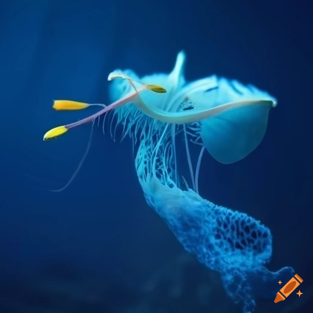 dark blue background with a lilium sea creature