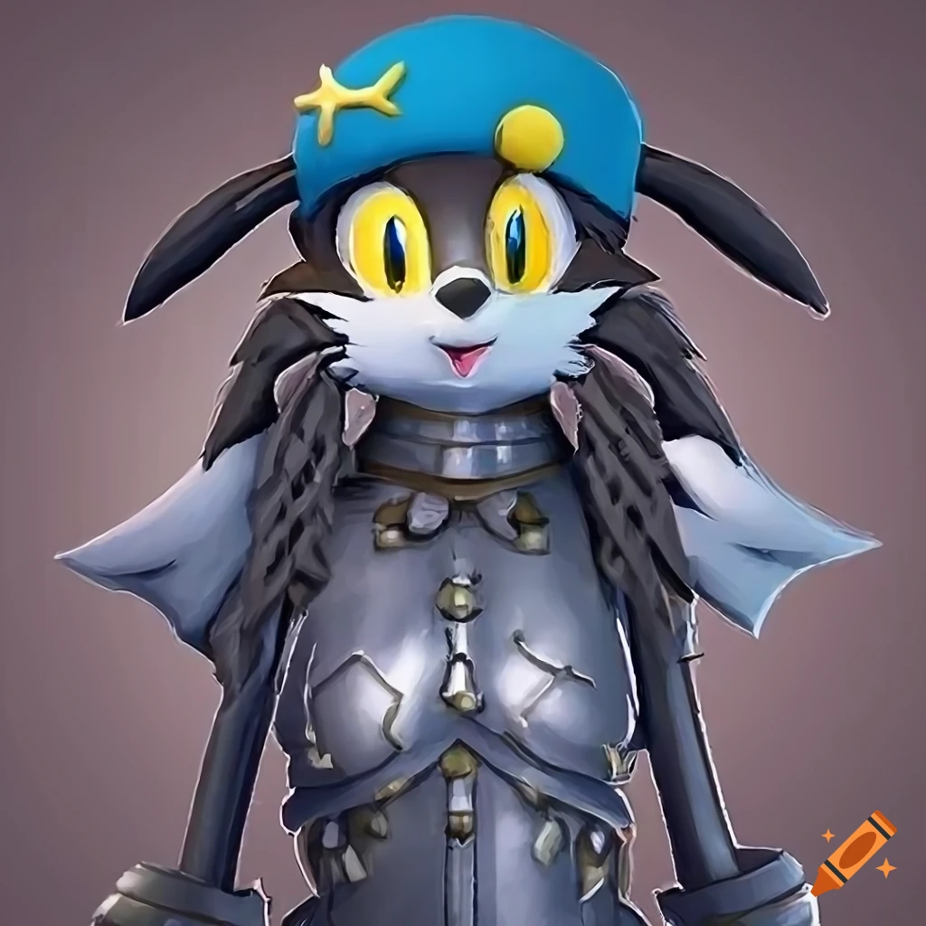 detailed portrait of Klonoa in plate armor
