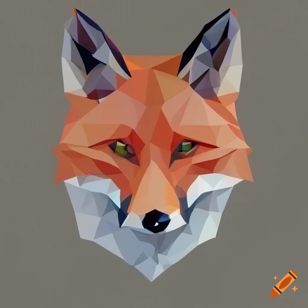 minimalist low poly art of a fox head