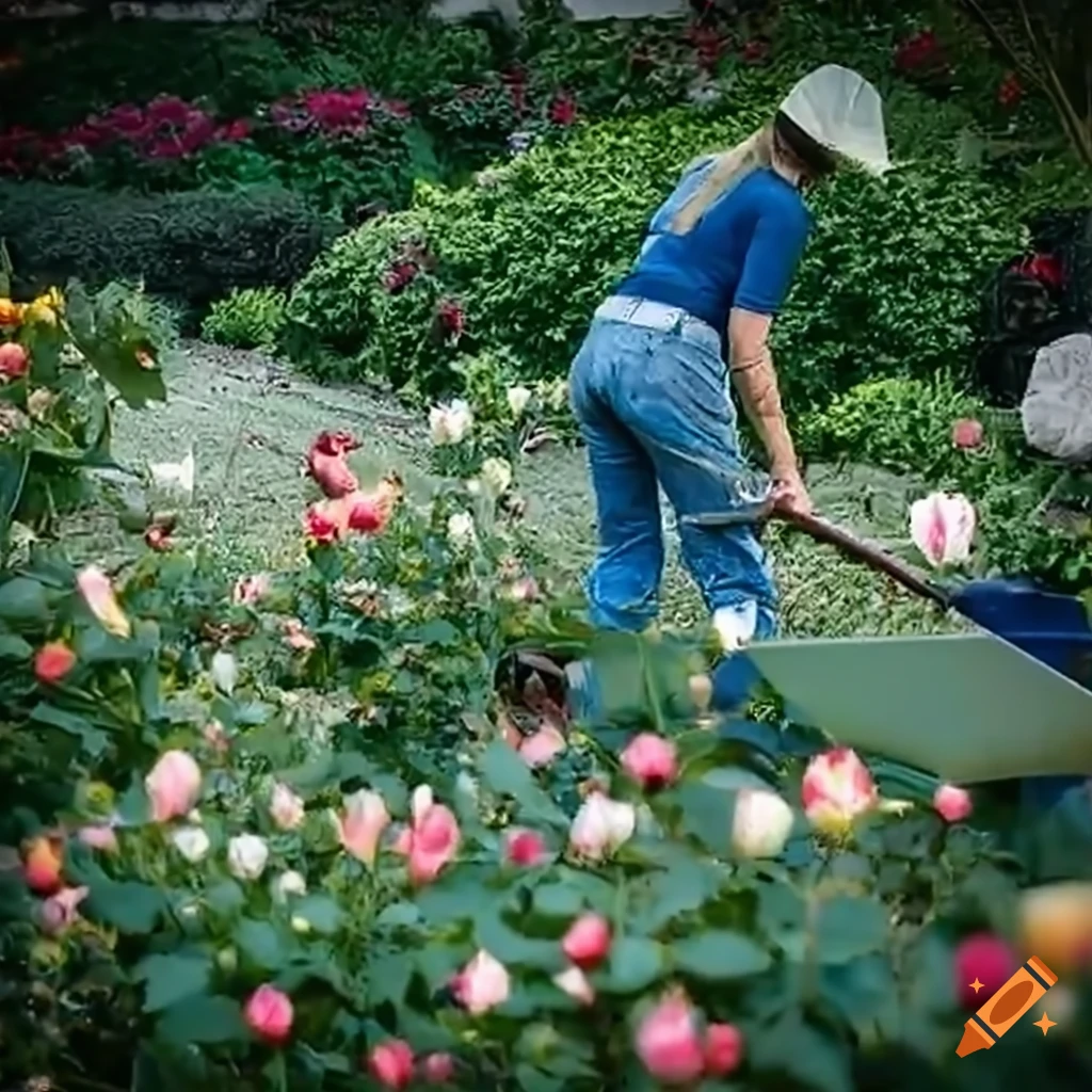 Melania Trump destroying Rose Garden at the White House on Craiyon
