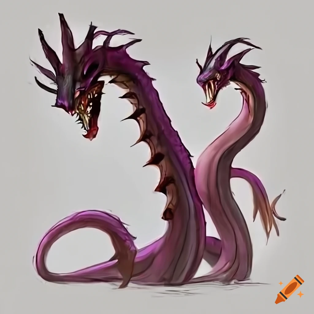 Illustration of a 9headed hydra on Craiyon