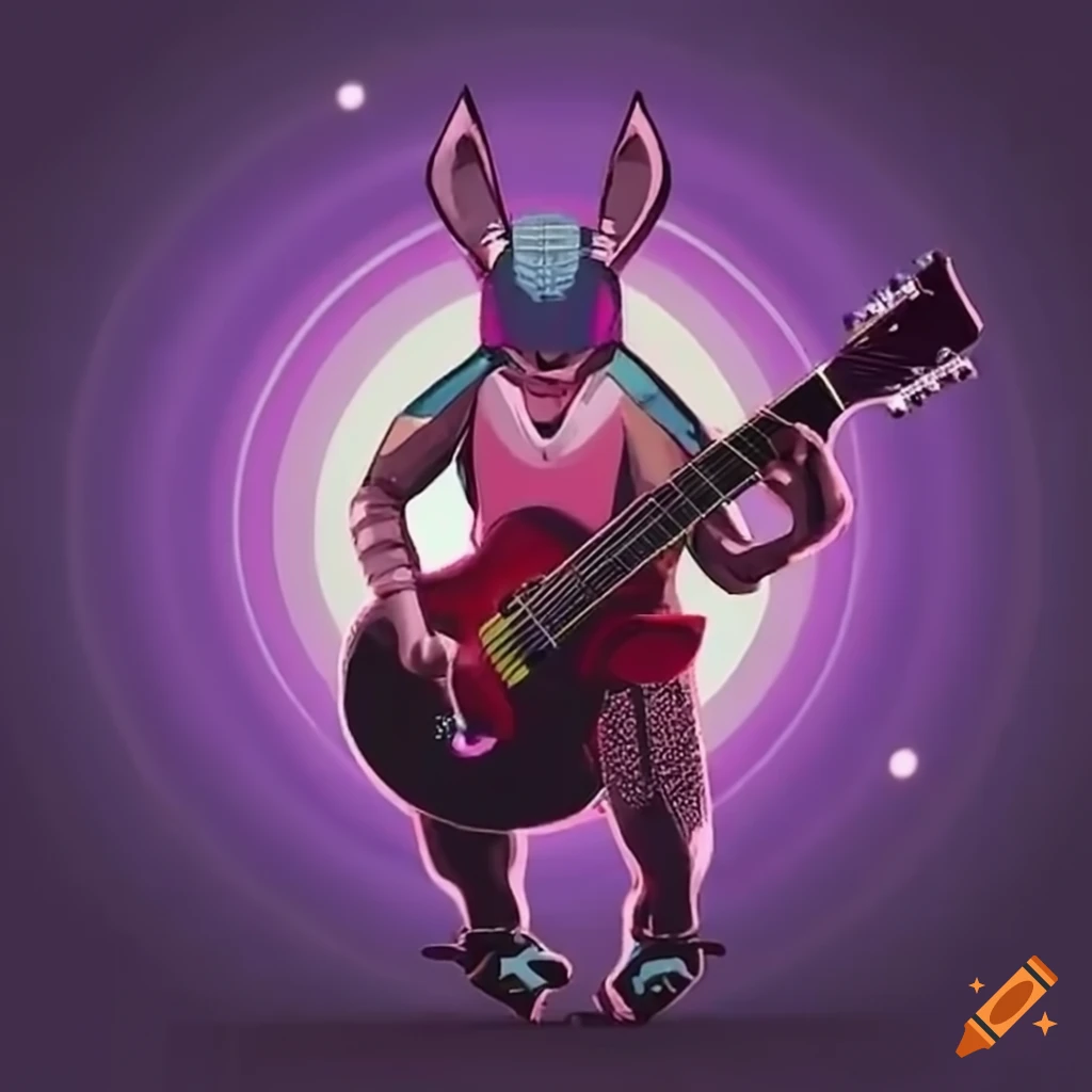 Armadillo playing guitar in 80s disco style on Craiyon