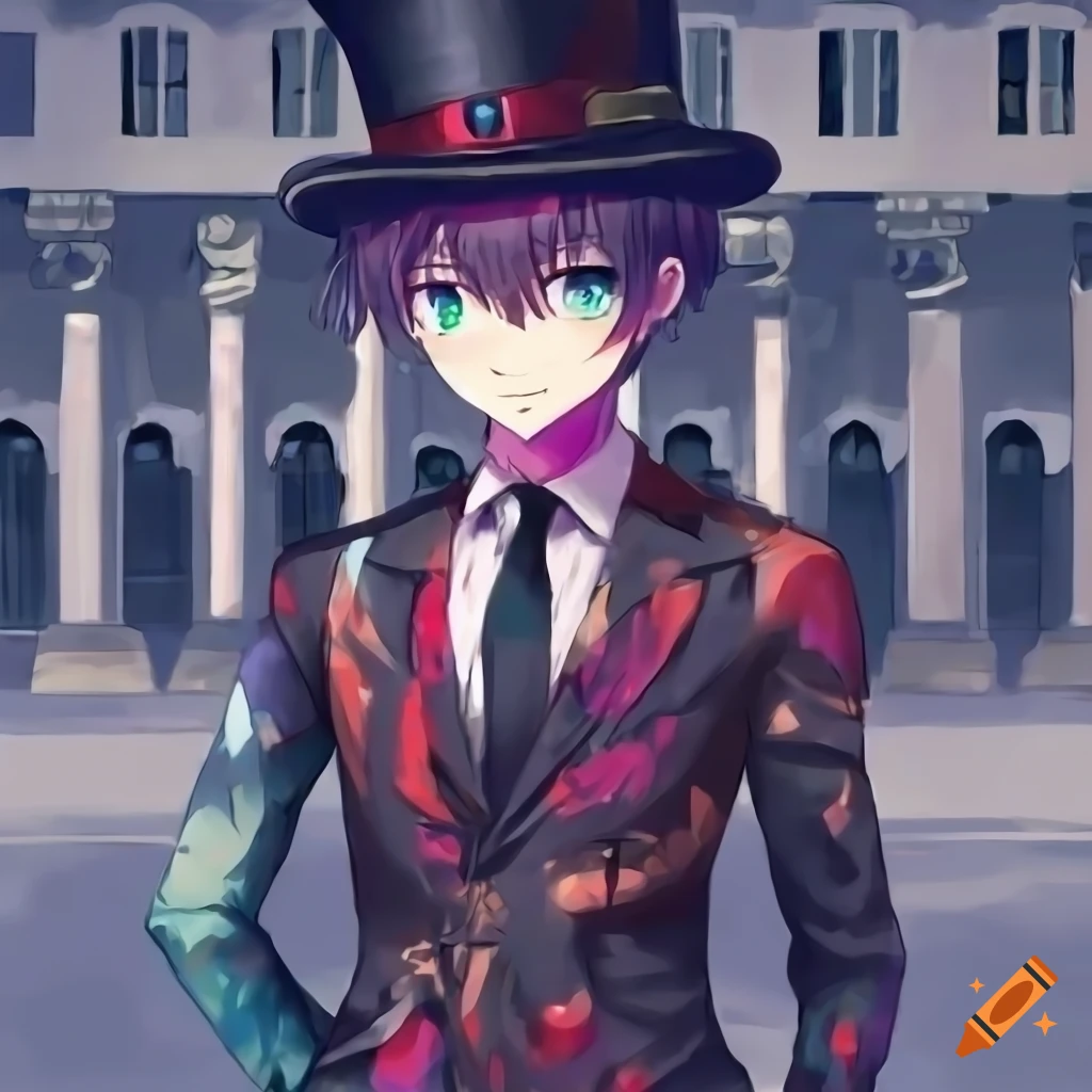 Anime villain with a campaign hat and a menacing smile
