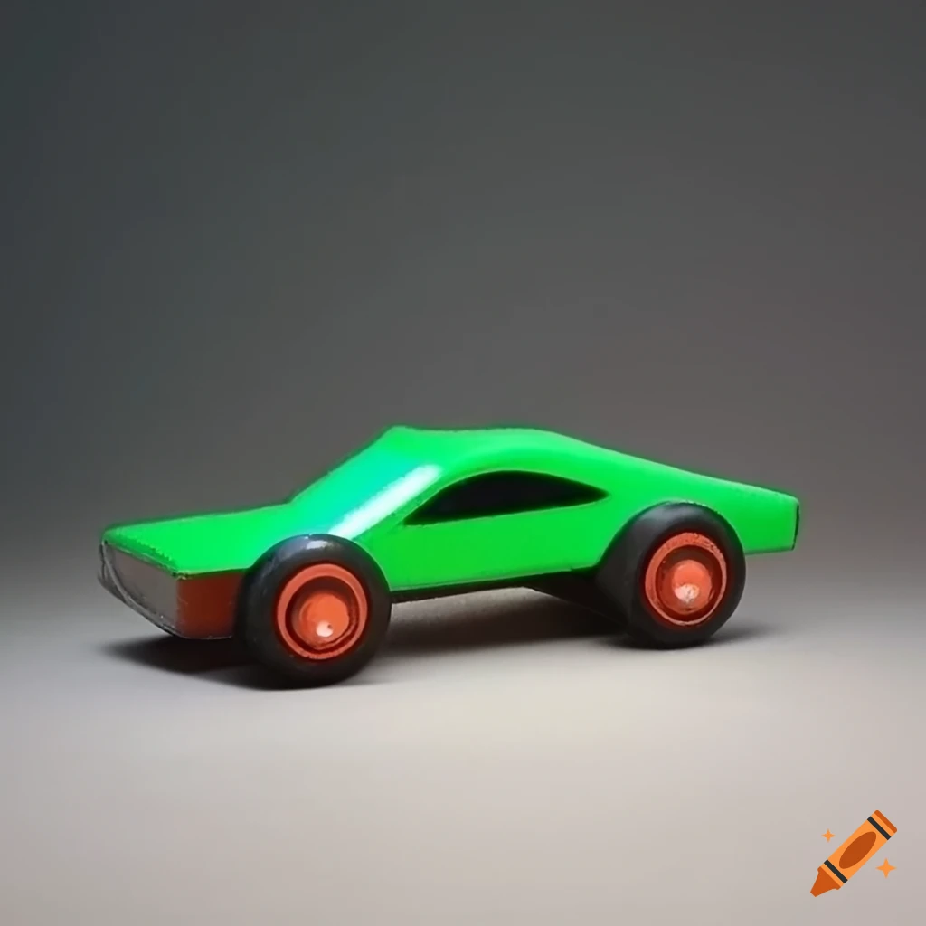Futuristic green pinewood derby car with orange stripe on Craiyon