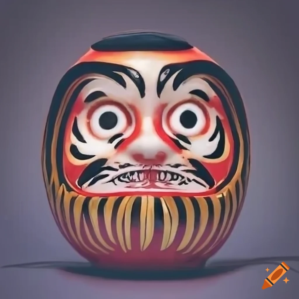 Japanese daruma doll in a serene setting on Craiyon