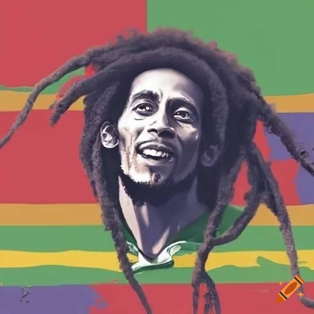 Bob marley with jamaican and british flags on Craiyon