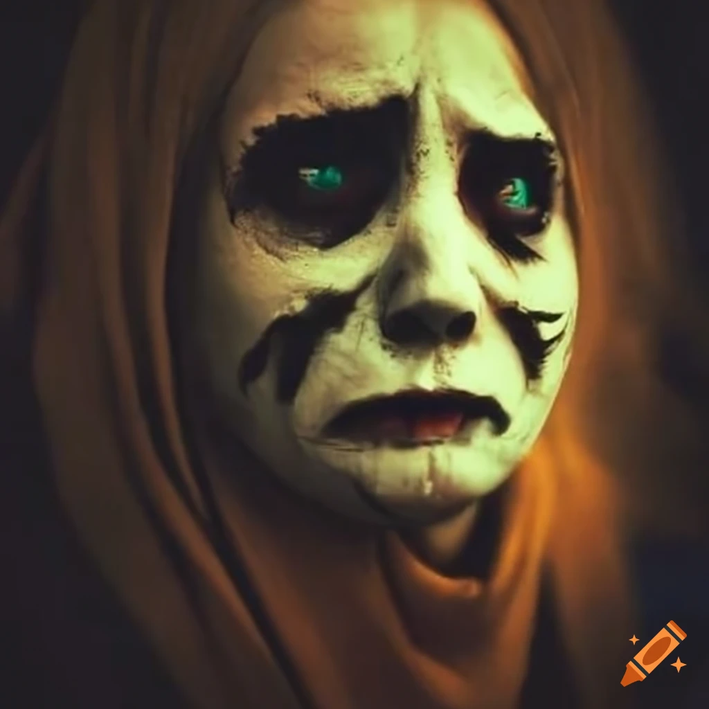 spooky face on a train