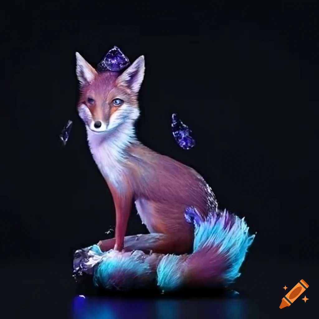 image of a nine tail fox with crystals