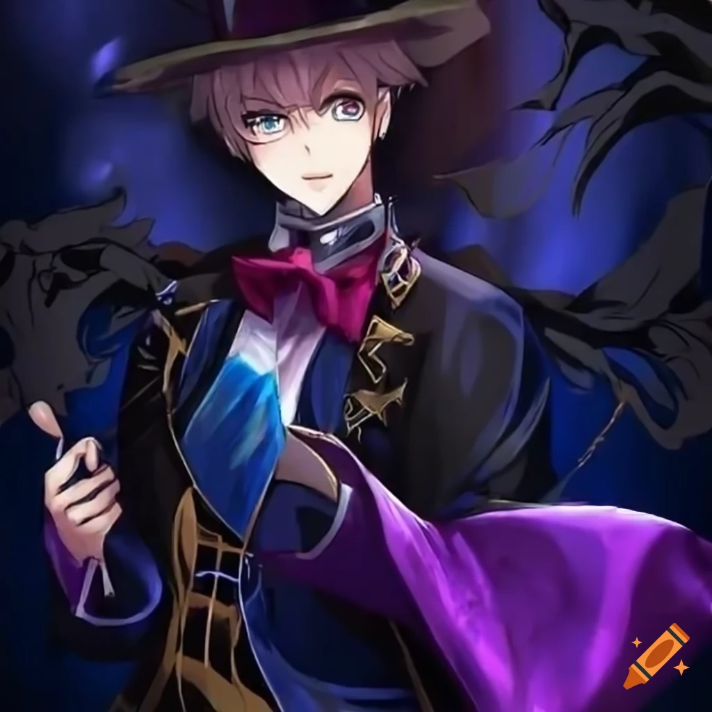 anime-style guy in magician costume