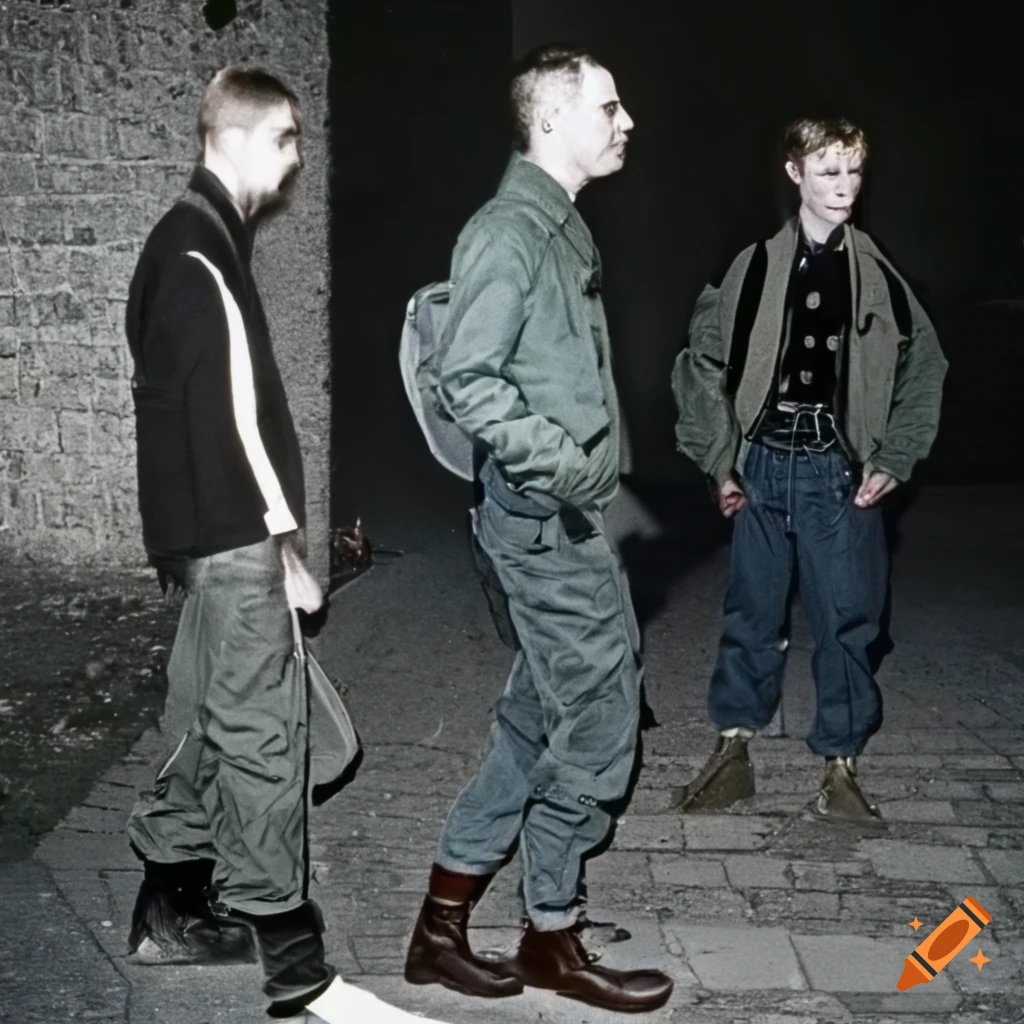 group of male teenagers walking down the sidewalk