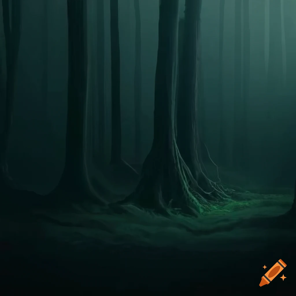 Image of a dark and mysterious forest on Craiyon