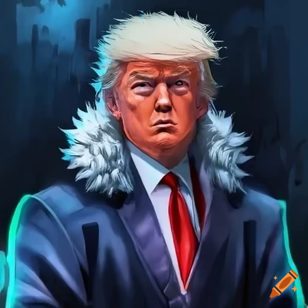 Digital art of an overrealistic titan depicted as donald trump on Craiyon
