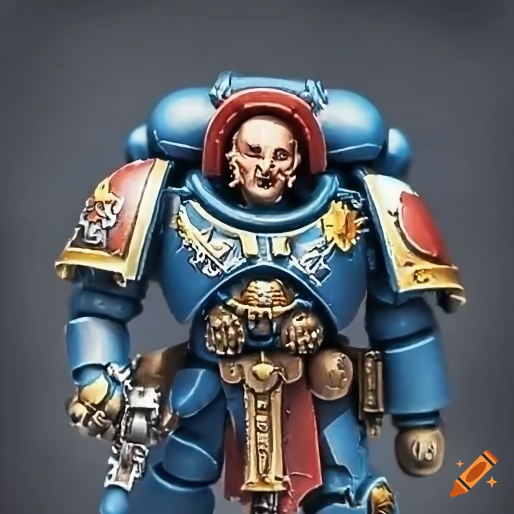 Warhammer 40k miniature of a primaris space marine captain on Craiyon