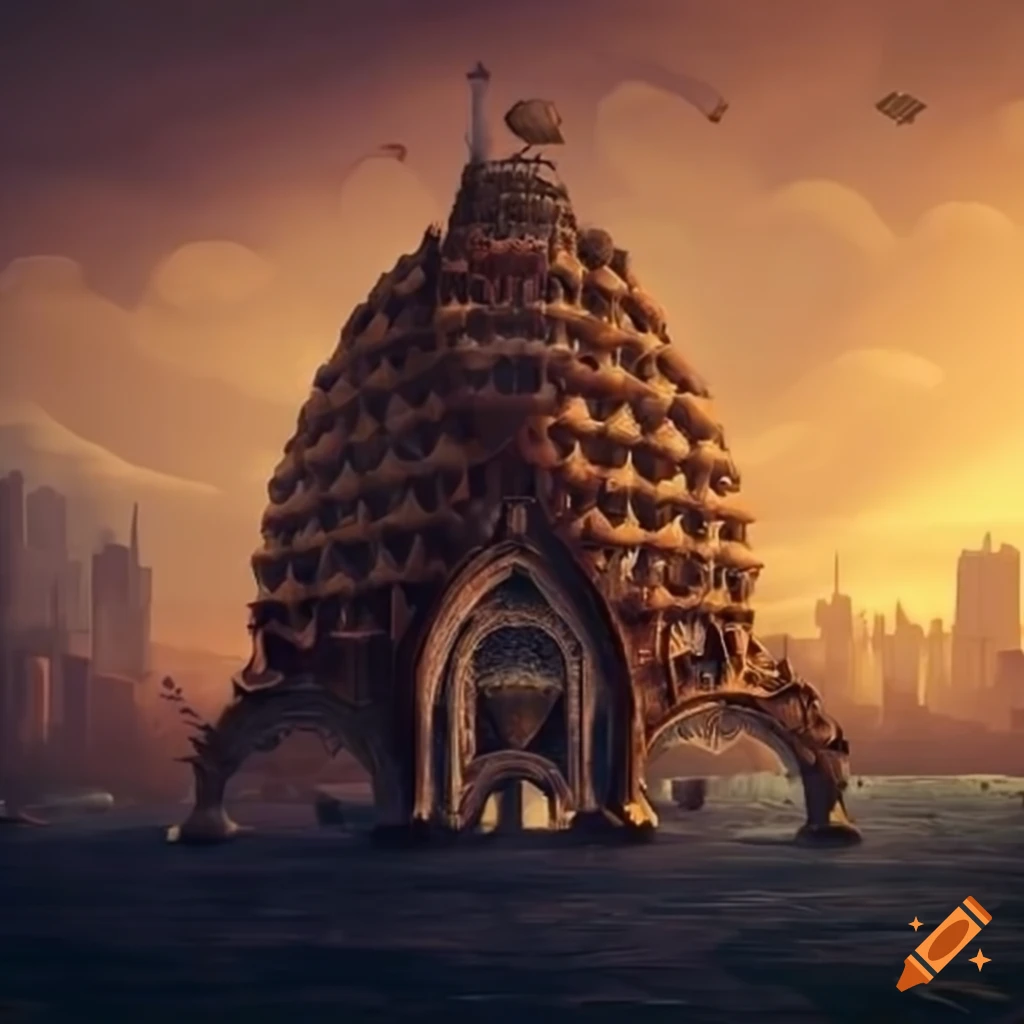 Surreal transformation of nature into buildings and machines on Craiyon