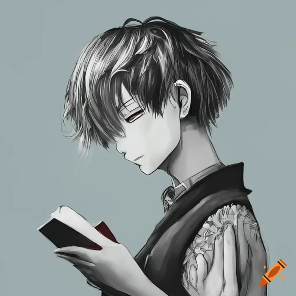 Illustration of happy boy reading a book. Japanese anime or manga style  illustration of a teenager reading a novel. Drawing with lights and  shadows. Handsome guy. Generative ai. Stock Illustration | Adobe