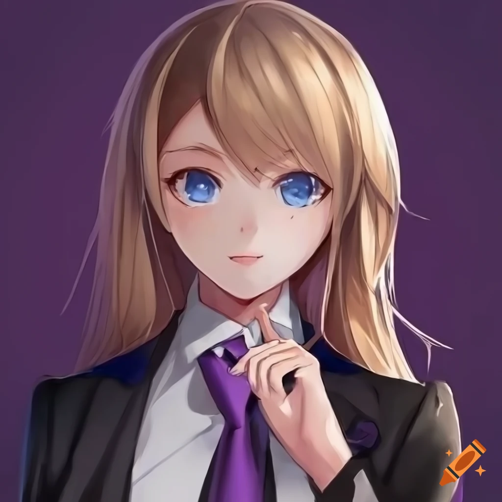 Anime-style portrait of a girl with blonde hair and blue eyes on Craiyon