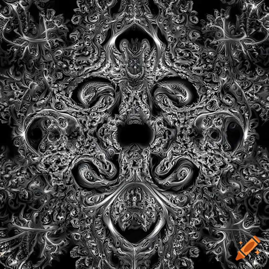 elegant black and white fractal art