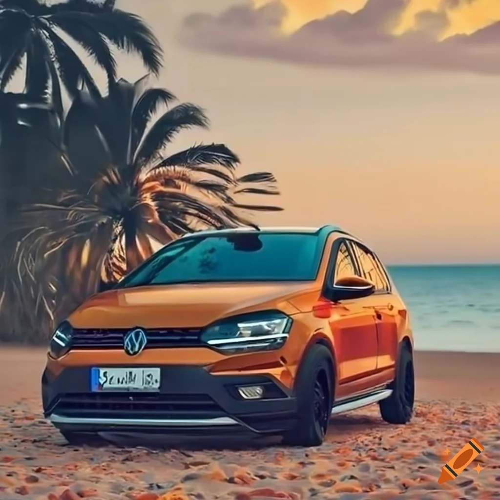 Volkswagen polo 2020 with outrun style tuning on Craiyon