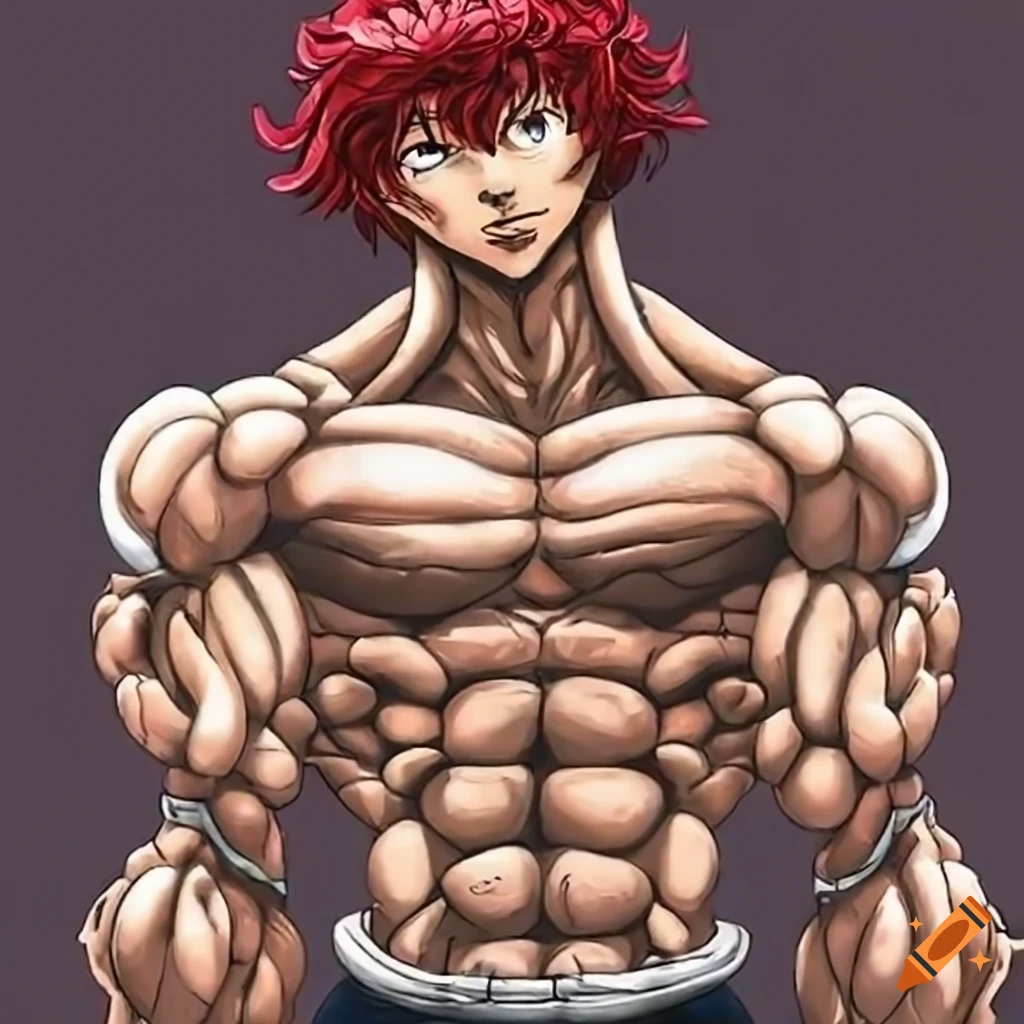 Muscular anime character with a shy demeanor