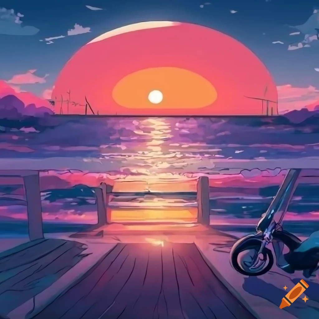 Anime Couple Watching Sunset Together Digital Stock Illustration 2253819417  | Shutterstock