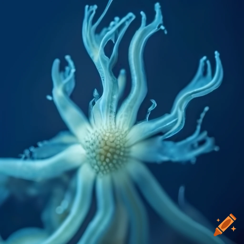 alien-flower-sea-creature-in-dark-blue-background-on-craiyon