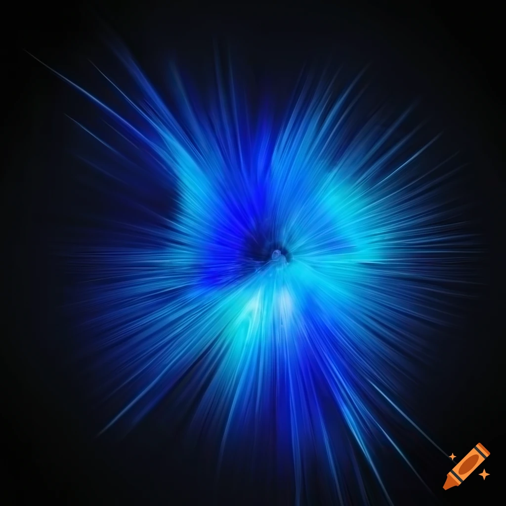 abstract blue streaky explosion particles on black background