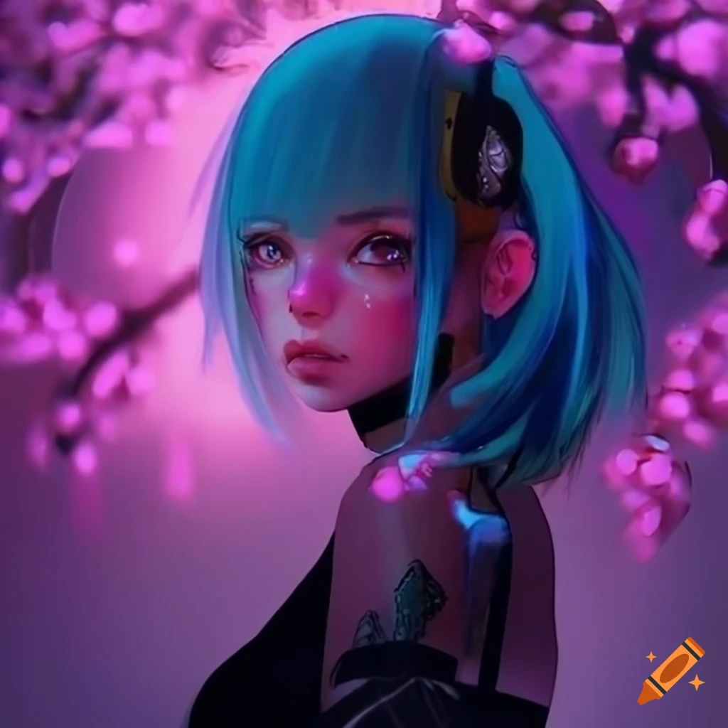 Anime girl with white scruffy hair and face mask in anastasiacore style