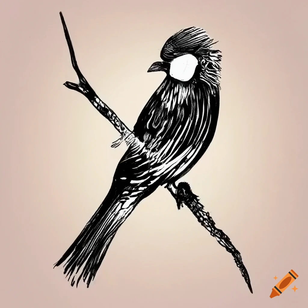 Delicate ink drawing of a bird on Craiyon