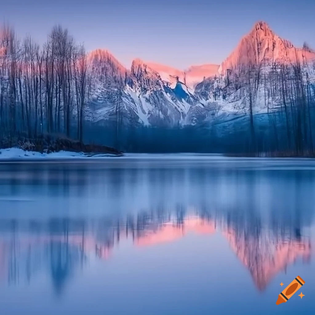 Mountains Sunrise Landscape Winter Reflection 