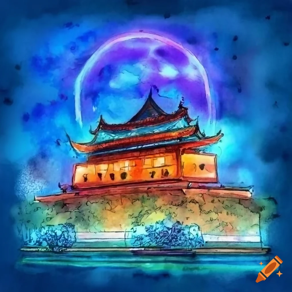 Vibrant Pen And Ink Illustration Of A Chinese Palace At Night On Craiyon Vibrant Pen And Ink Illustration Of A Chinese Palace At Night On Craiyon