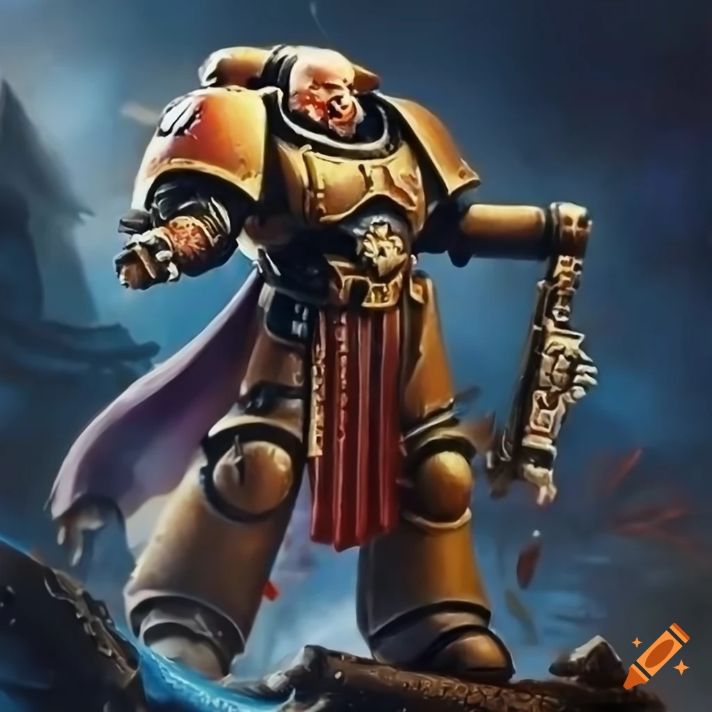 Warhammer 40k logo with a warlord titan on Craiyon