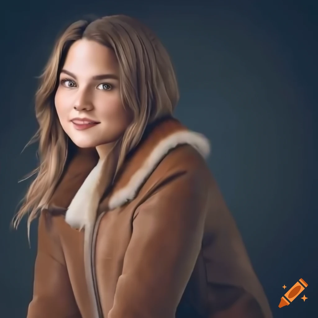 Close up portrait of a woman in a stylish winter outfit on craiyon