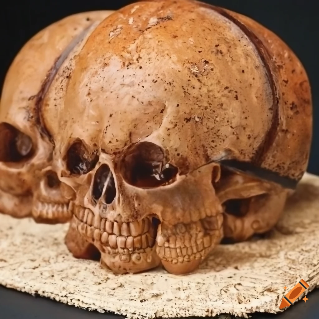 marble rye bread shaped like a skull