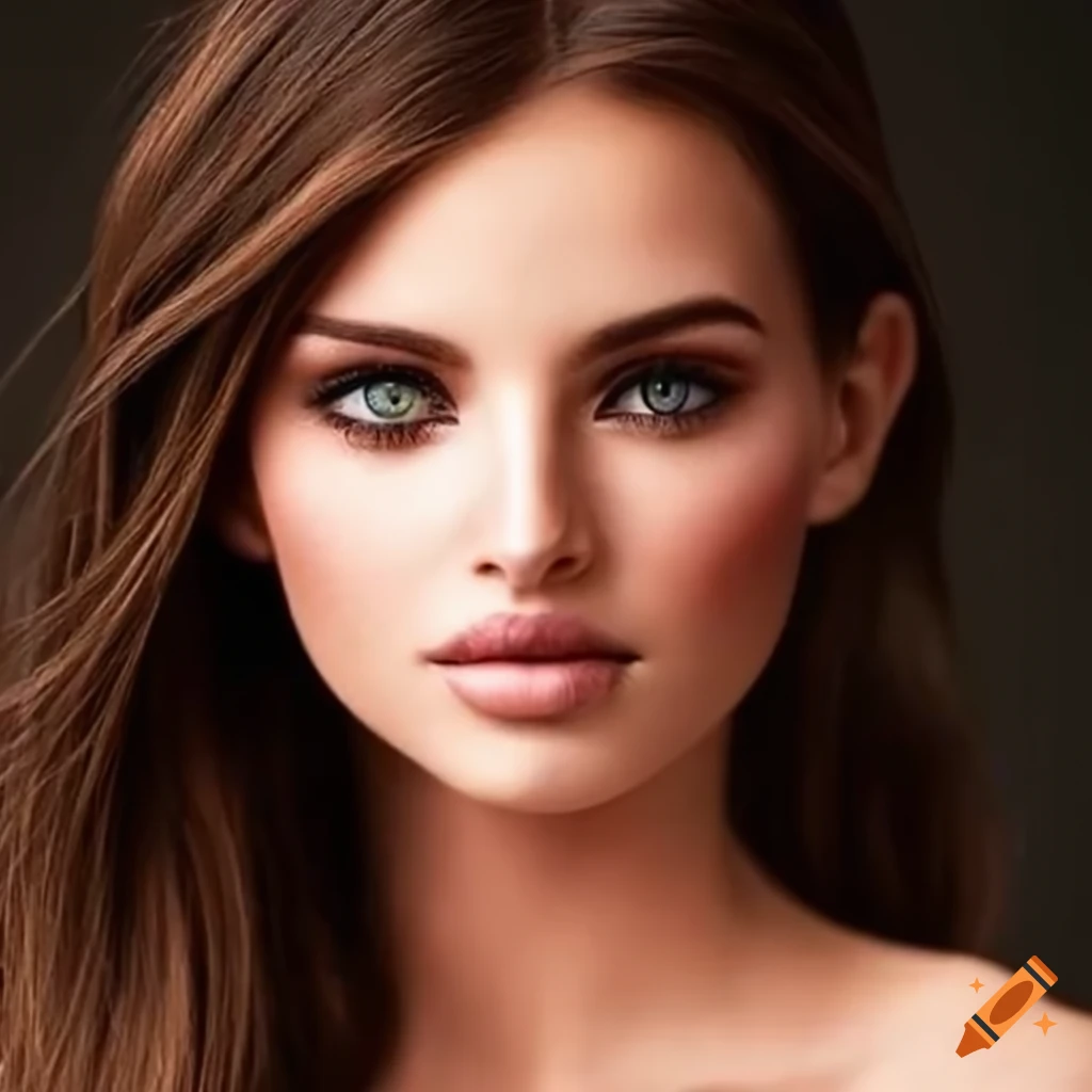 Stunning Model With Green Eyes And Brown Hair On Craiyon