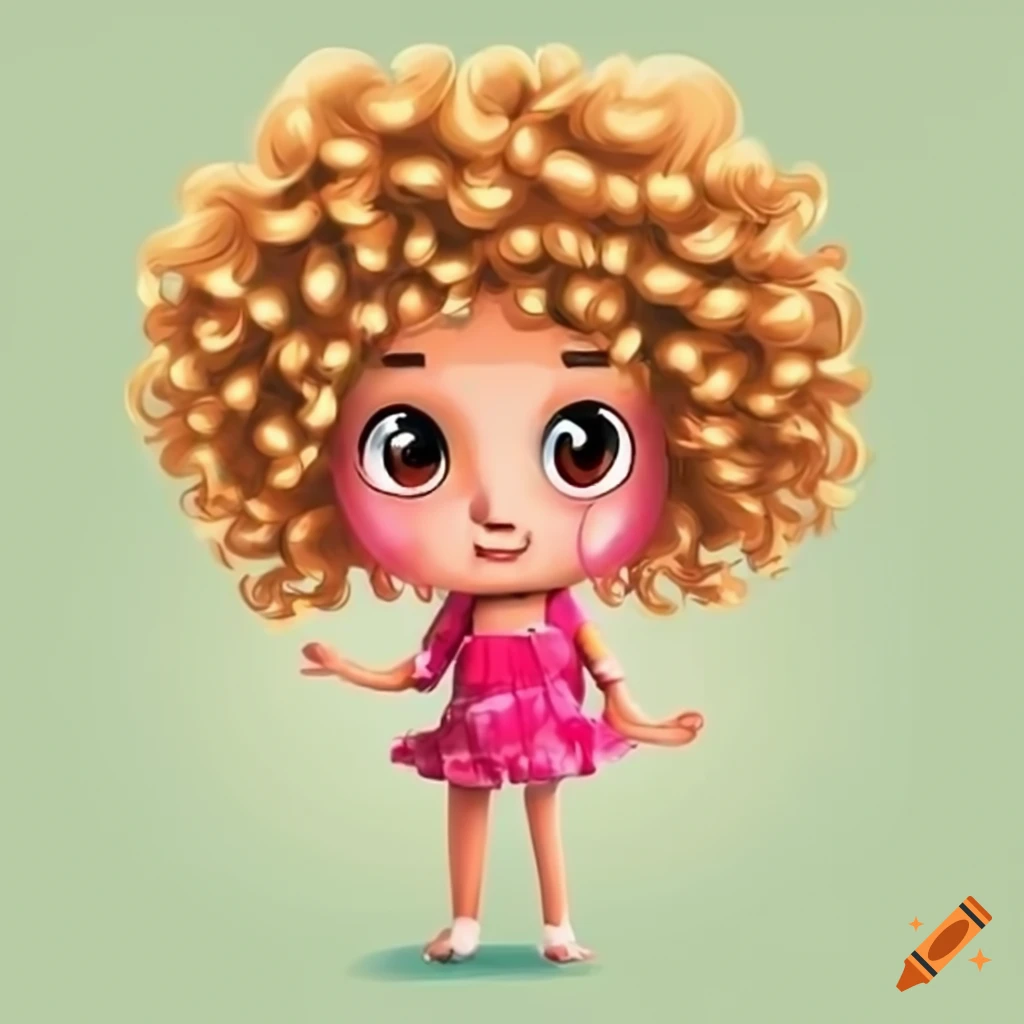 Cute cartoon character with blonde curly hair on Craiyon