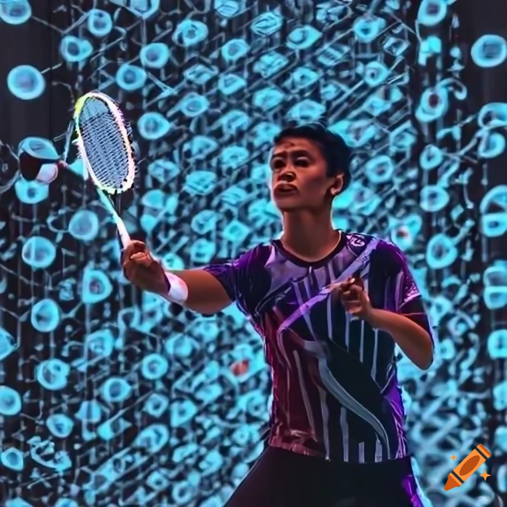 neon blue-effect badminton player