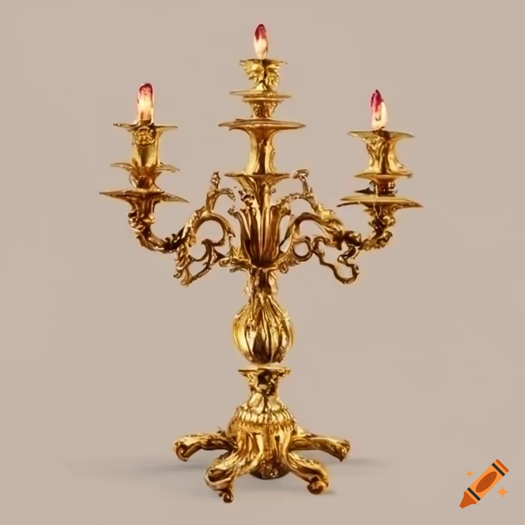 Ornate gold baroque candelabrum on Craiyon