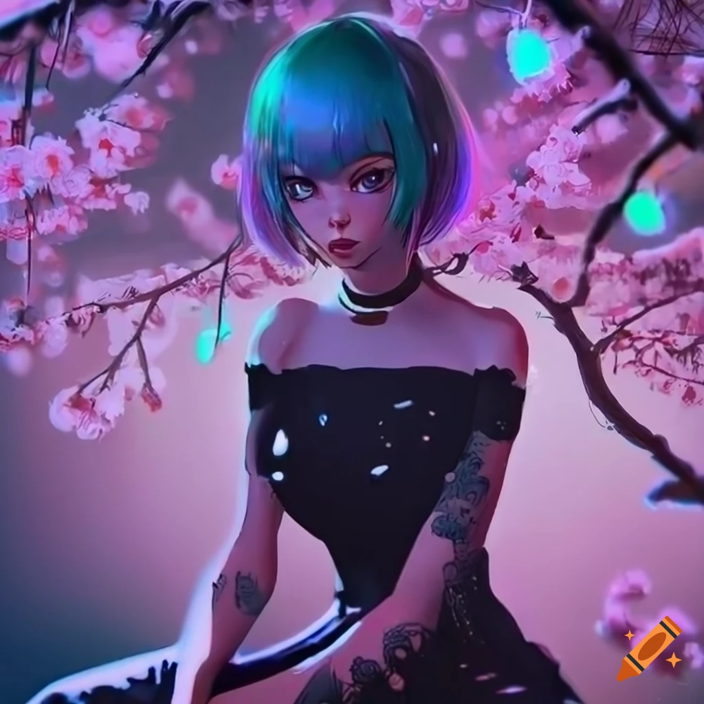 Realistic Artwork Of A Cyberpunk Girl With Colorful Hair On Craiyon