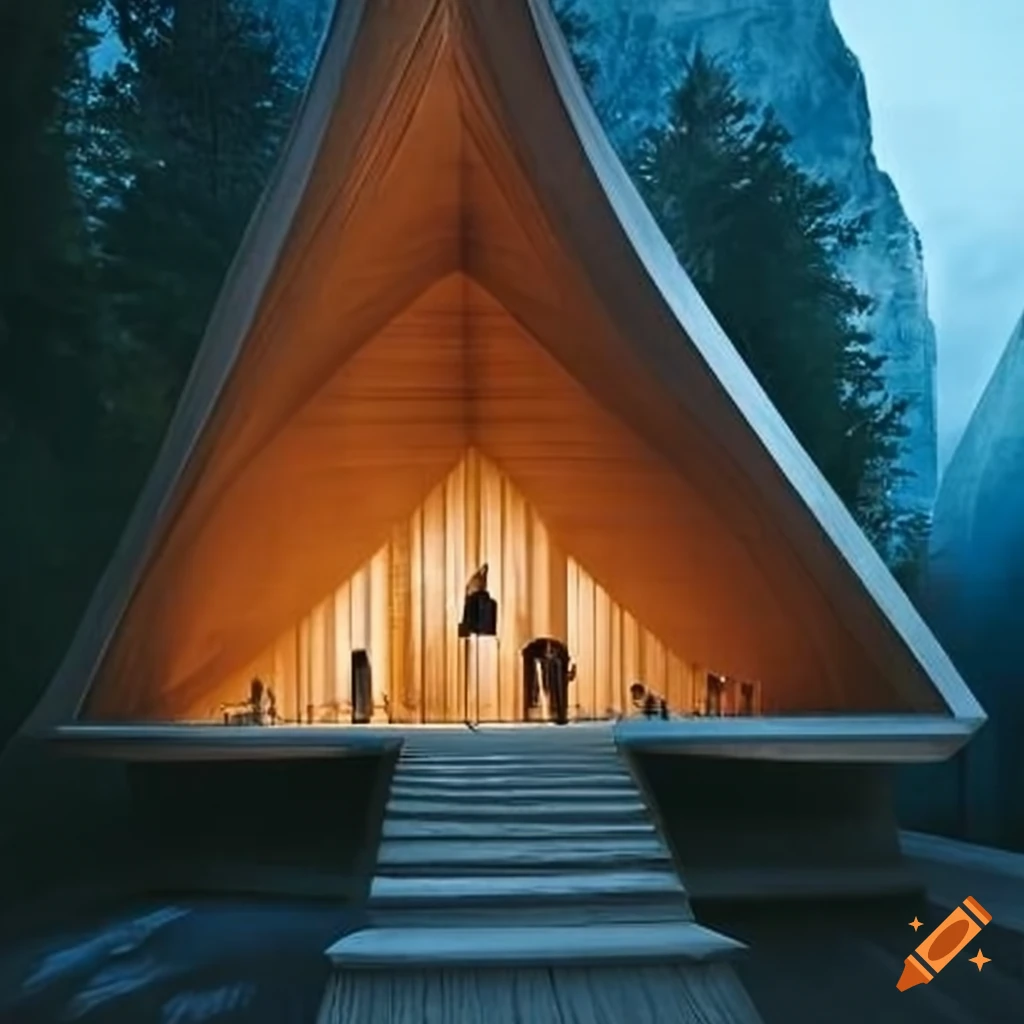 image of a cabin with cathedral-like architecture
