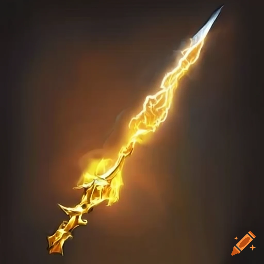 Image of a wizard charging his spear with golden lightning on Craiyon