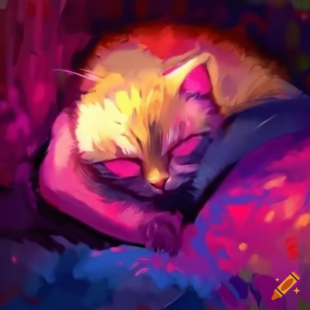 Cat sleeping peacefully on Craiyon