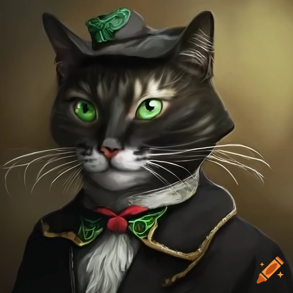 Hyper realistic tuxedo cat adventurer in anime style