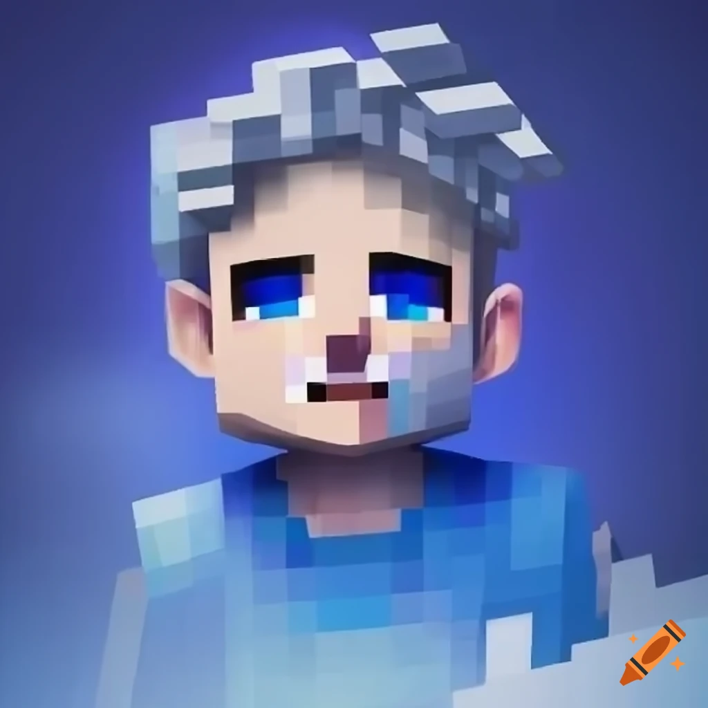 Minecraft character with brown hair and dark blue eyes