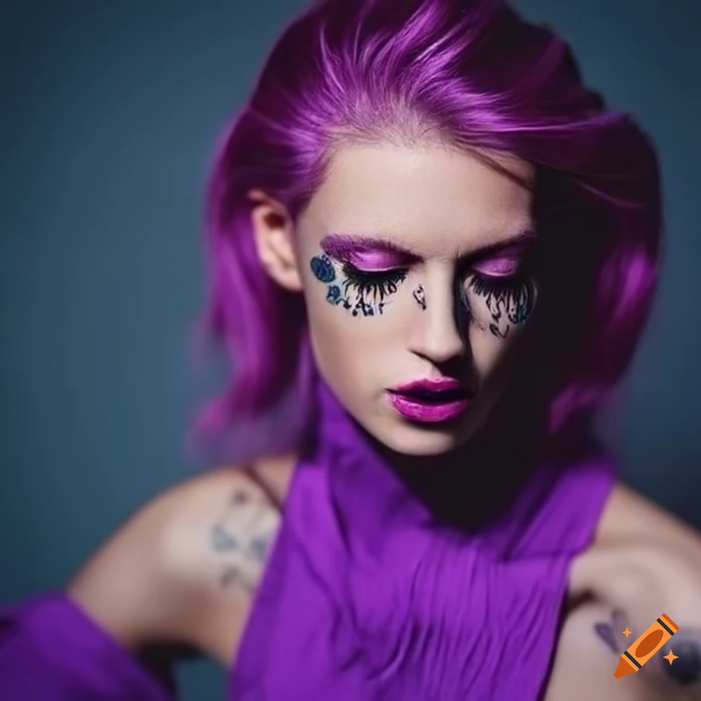 Beautiful Young Girl Purple Dress Makeup Stock Photo 1369112168 |  Shutterstock