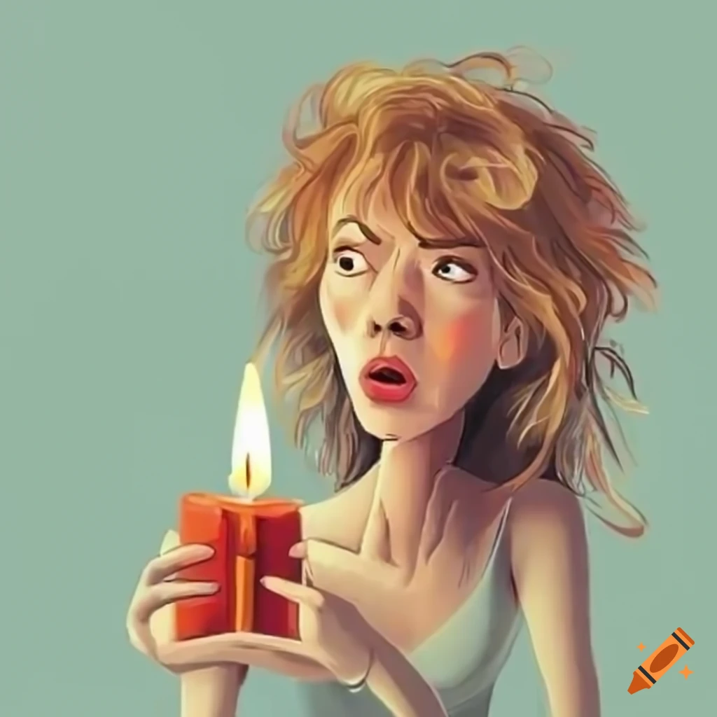 cartoon woman giving candles as a gift