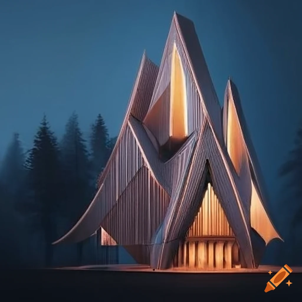 image of a cabin with cathedral-like architecture