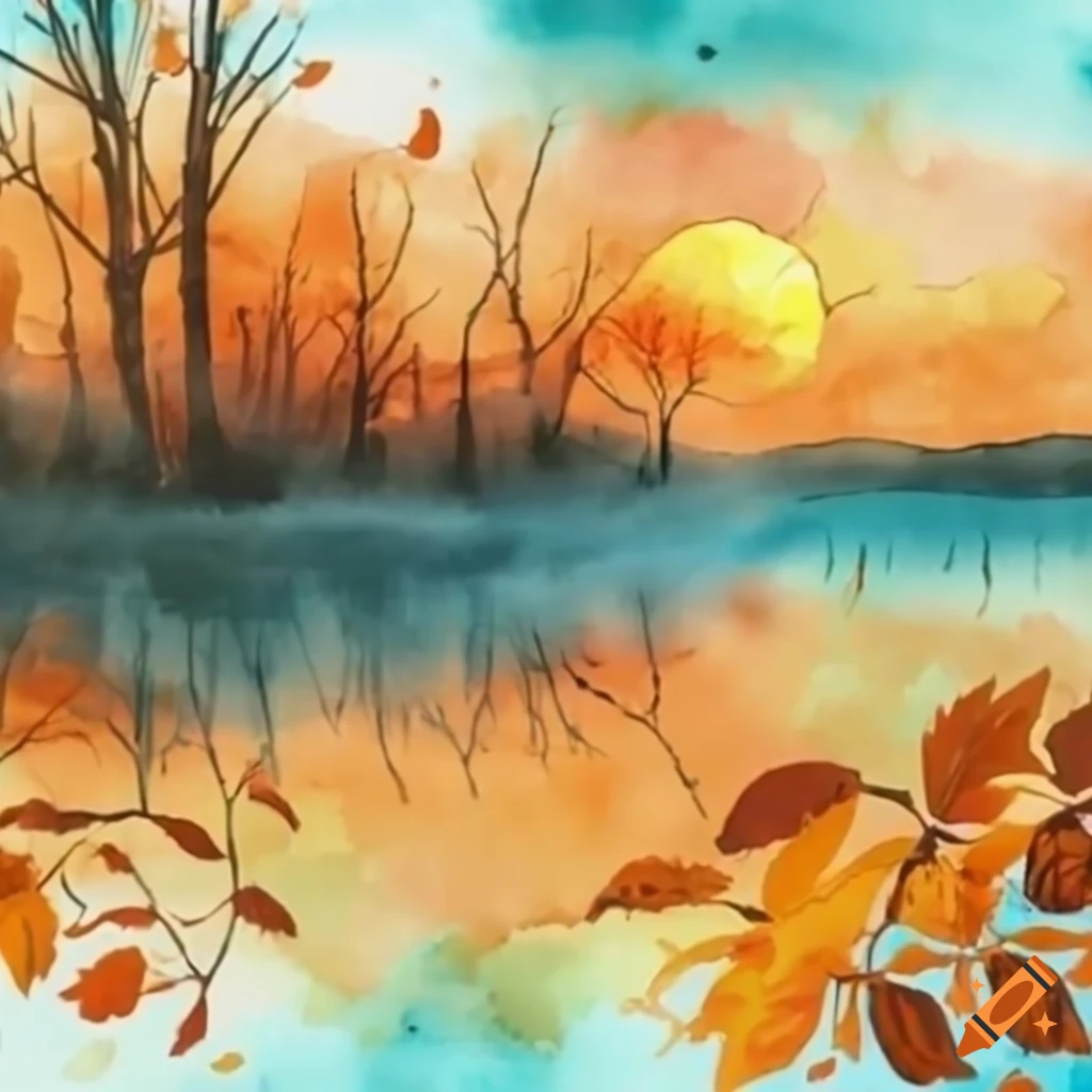 Peinture aquarelle d'un paysage d'automne on Craiyon